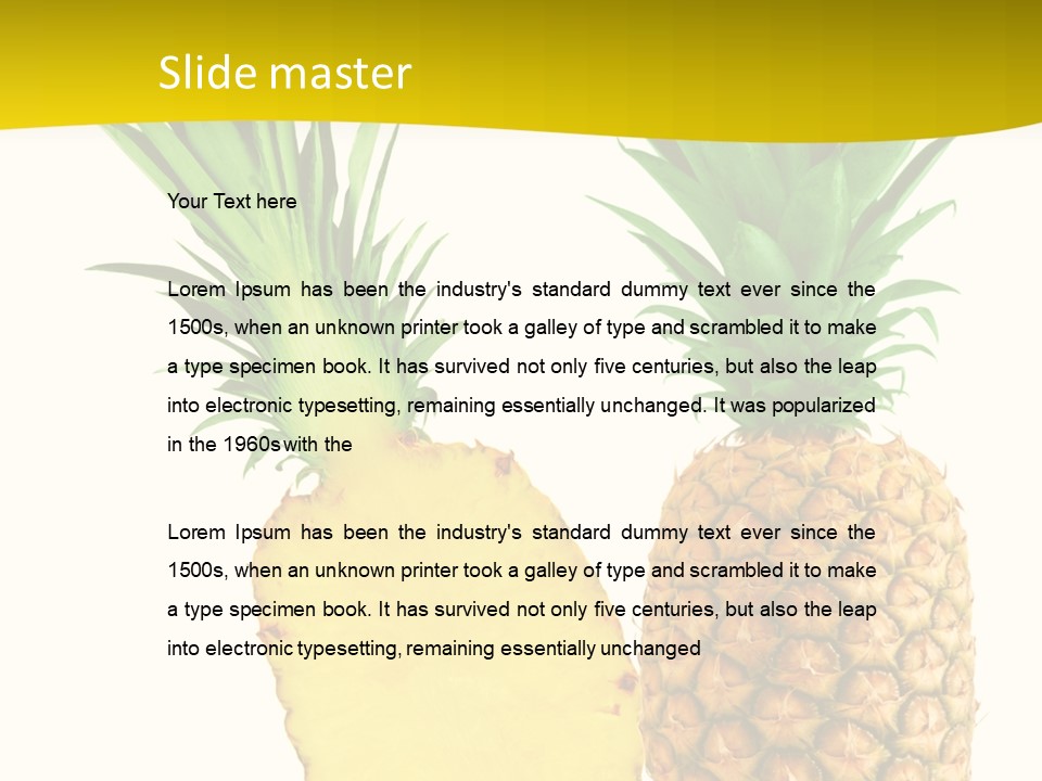 A Pineapple And A Piece Of Pineapple On A White Background PowerPoint Template