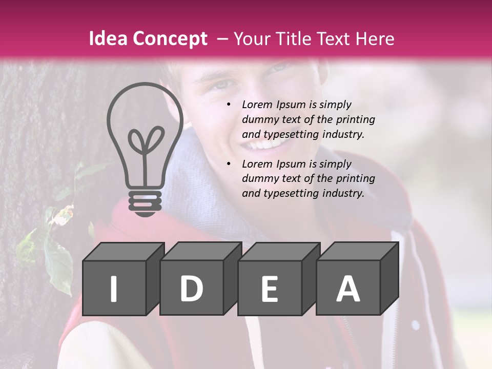 Alone Handsome Happy PowerPoint Template