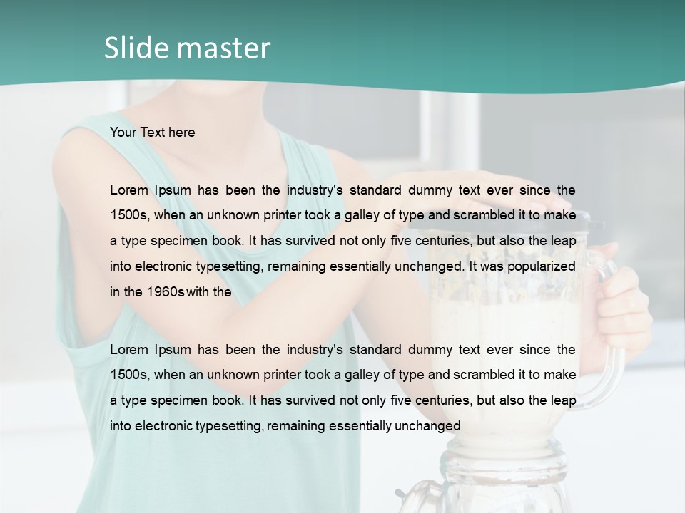 A Woman Is Making A Smoothie In A Blender PowerPoint Template