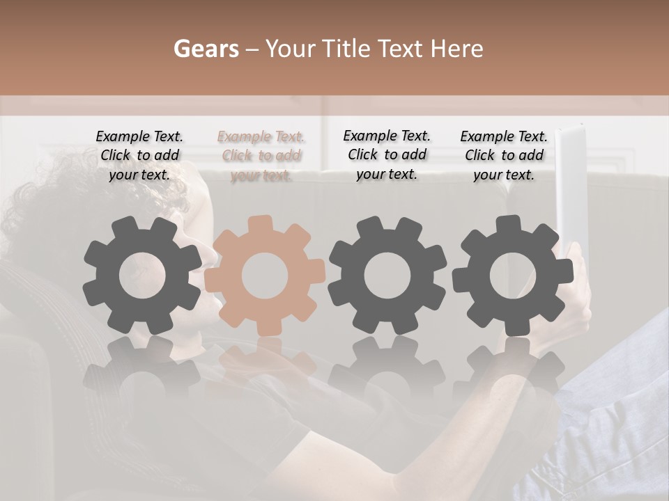 Two Seater Sofa Touchpad Wireless Technology PowerPoint Template