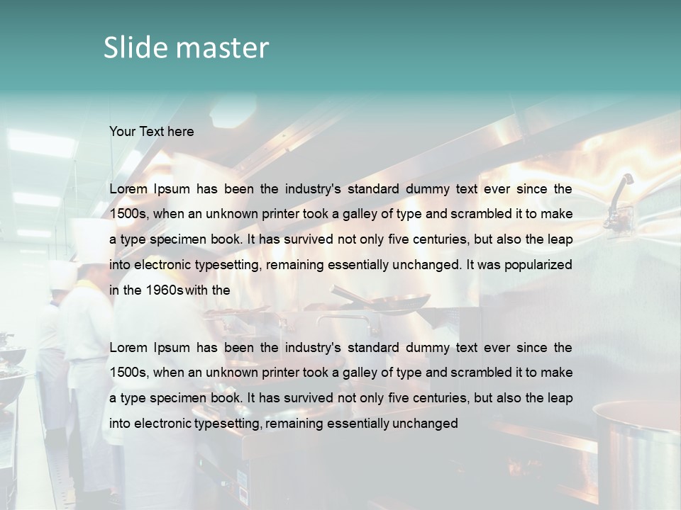 A Group Of Chefs Preparing Food In A Kitchen PowerPoint Template