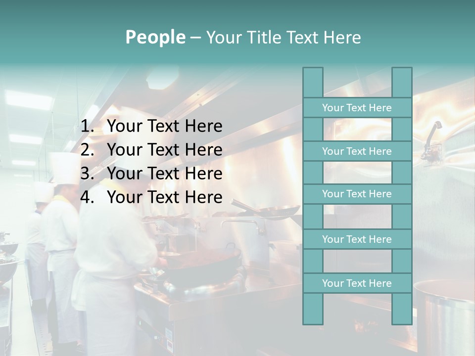 A Group Of Chefs Preparing Food In A Kitchen PowerPoint Template