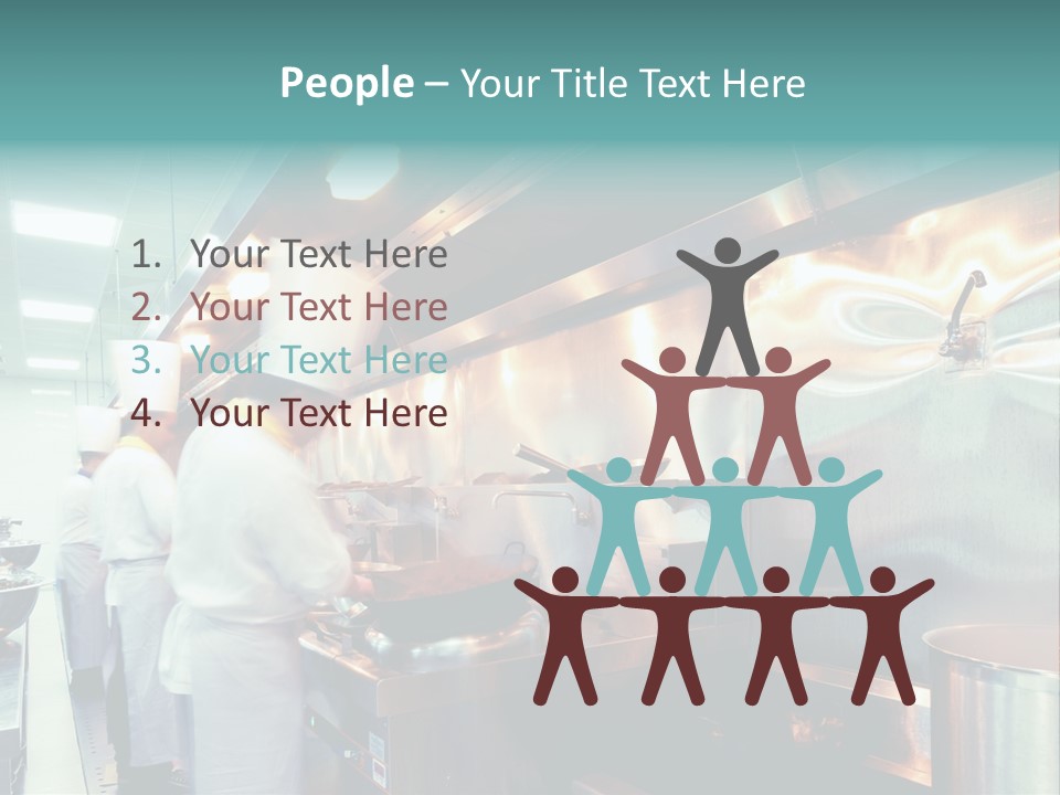 A Group Of Chefs Preparing Food In A Kitchen PowerPoint Template