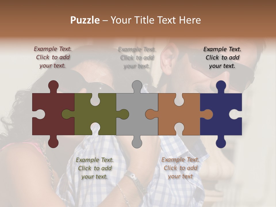 Walking White Tourists PowerPoint Template