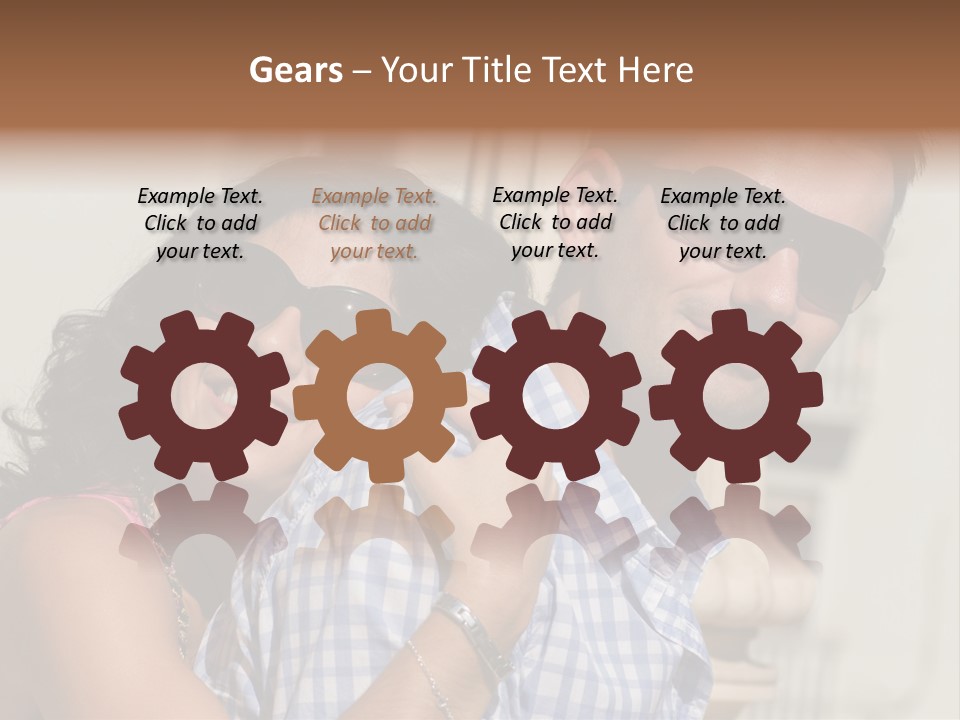 Walking White Tourists PowerPoint Template