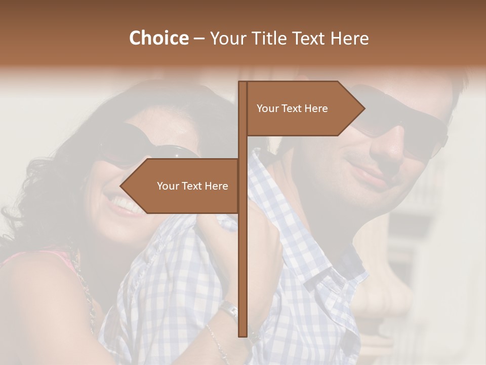 Walking White Tourists PowerPoint Template