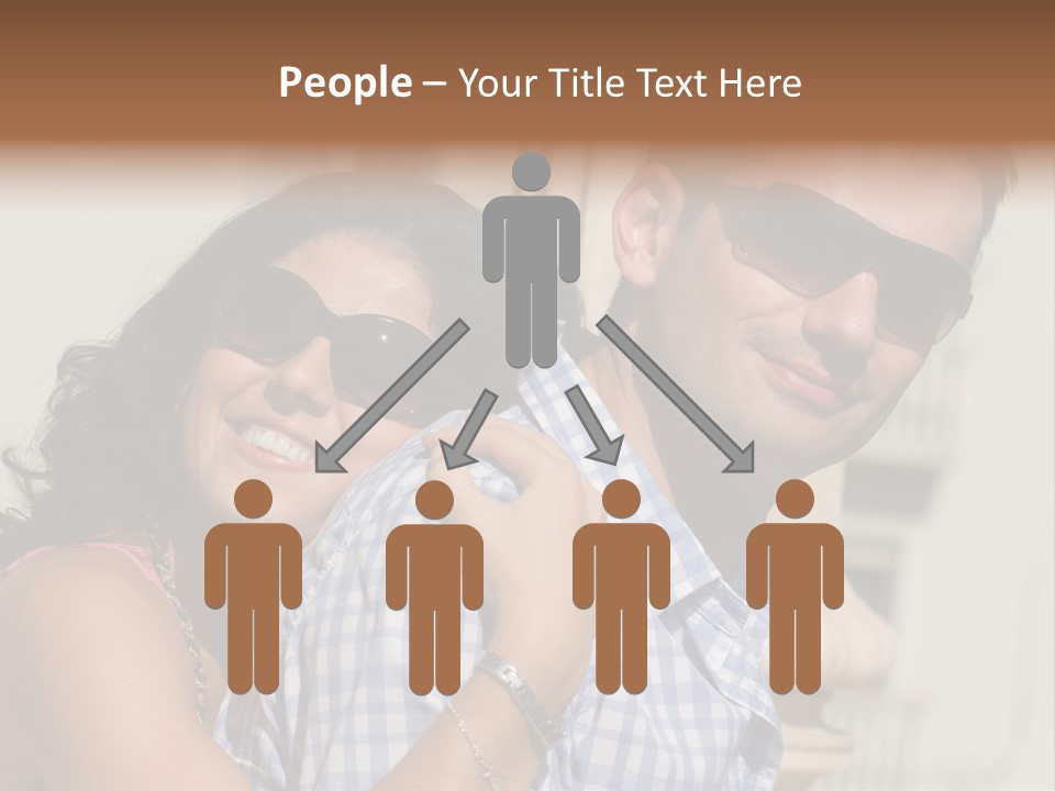 Walking White Tourists PowerPoint Template