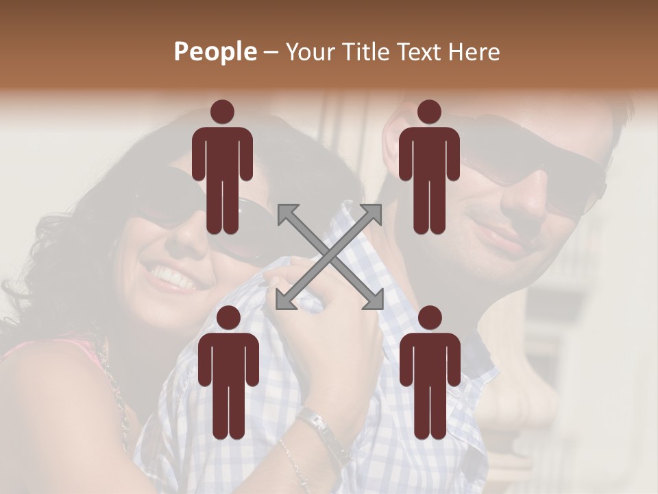 Walking White Tourists PowerPoint Template