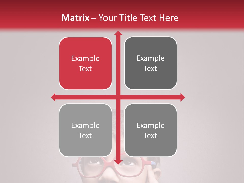 A Young Boy Wearing Glasses With A Red Background PowerPoint Template