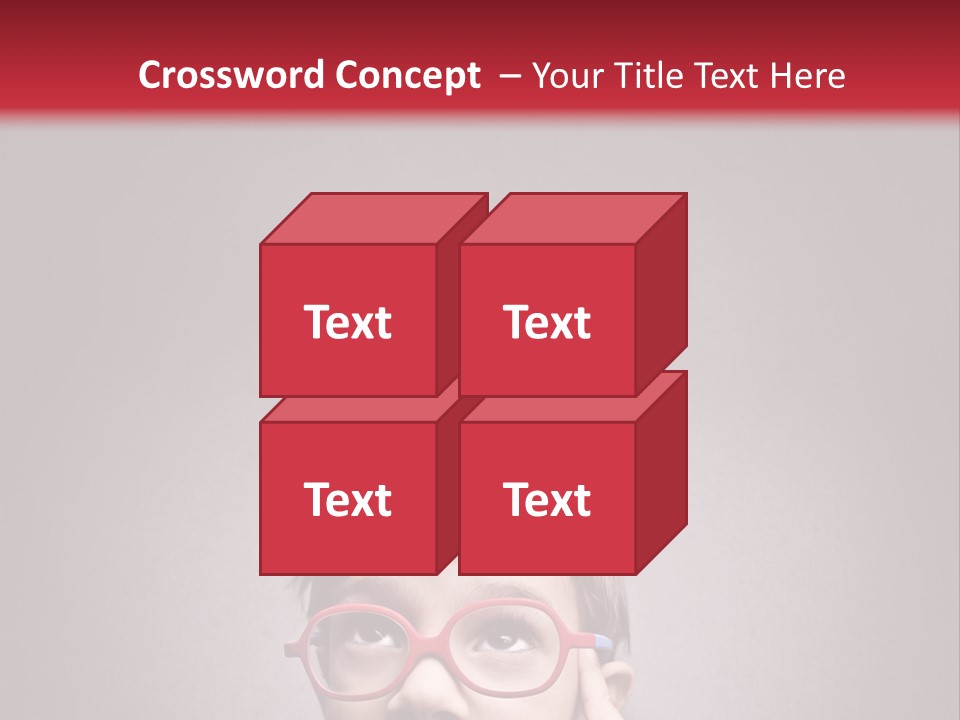 A Young Boy Wearing Glasses With A Red Background PowerPoint Template