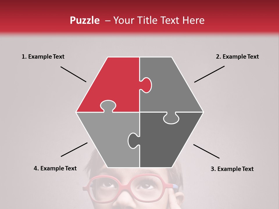 A Young Boy Wearing Glasses With A Red Background PowerPoint Template