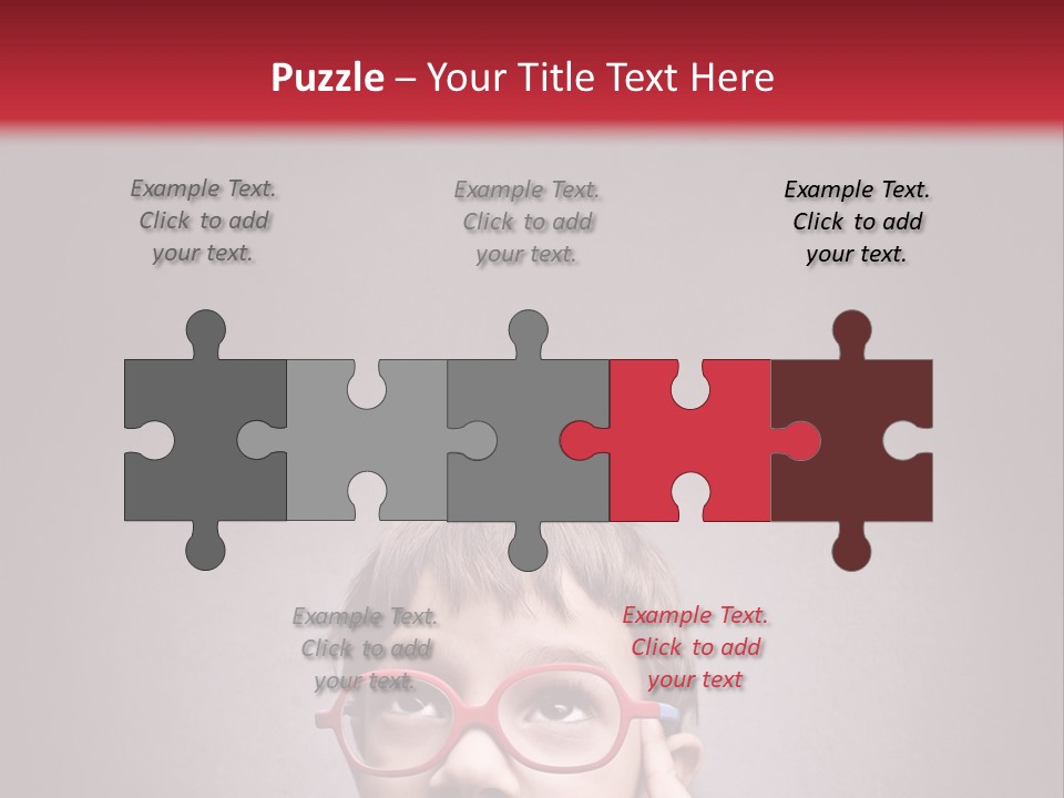 A Young Boy Wearing Glasses With A Red Background PowerPoint Template