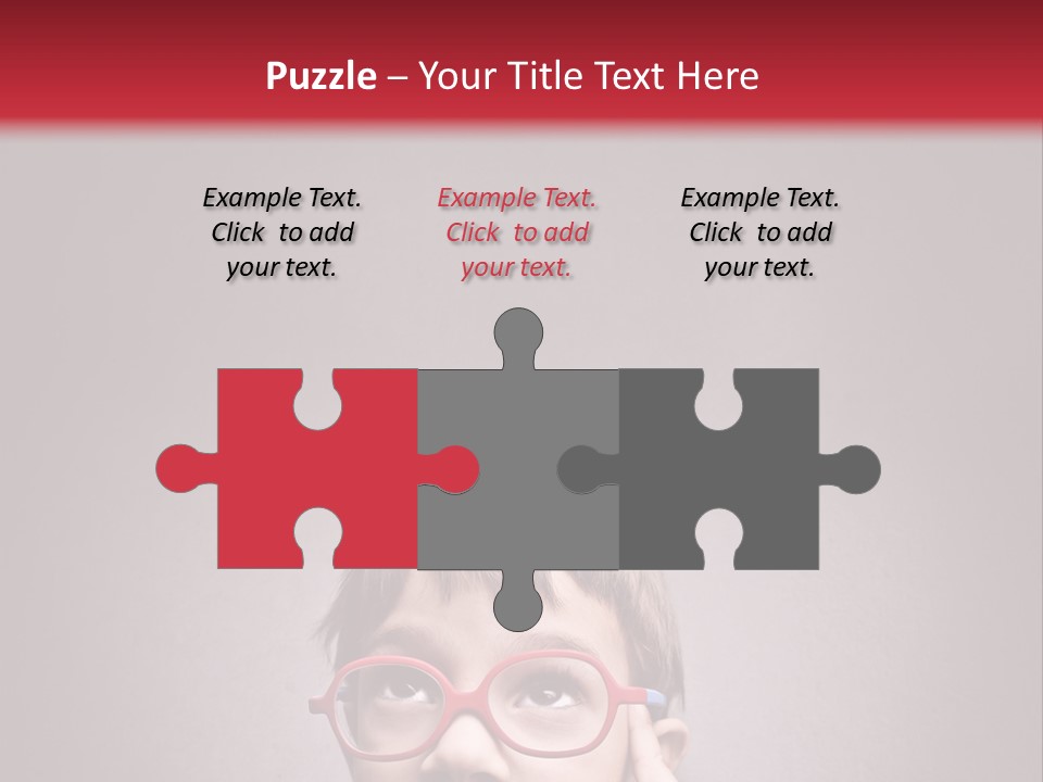 A Young Boy Wearing Glasses With A Red Background PowerPoint Template