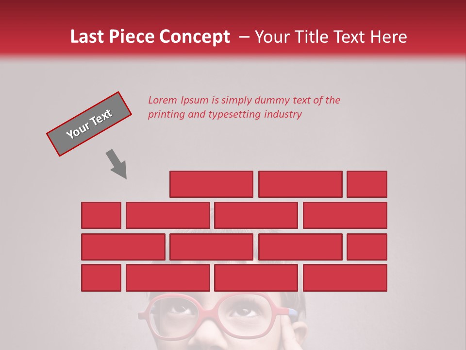 A Young Boy Wearing Glasses With A Red Background PowerPoint Template
