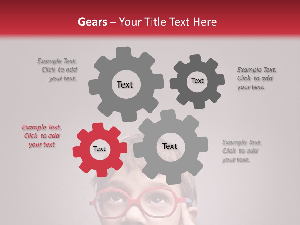 A Young Boy Wearing Glasses With A Red Background PowerPoint Template