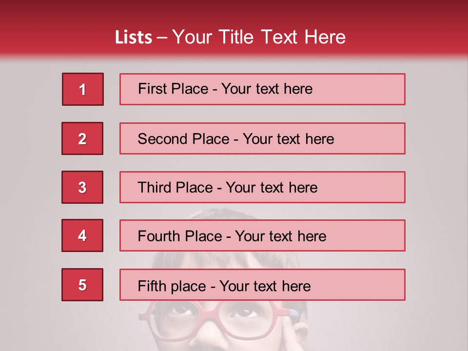 A Young Boy Wearing Glasses With A Red Background PowerPoint Template