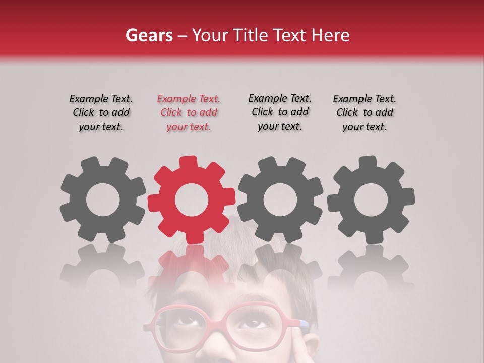 A Young Boy Wearing Glasses With A Red Background PowerPoint Template