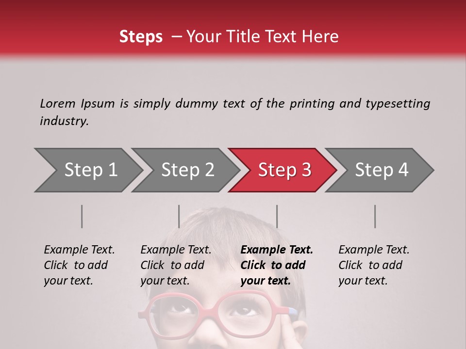 A Young Boy Wearing Glasses With A Red Background PowerPoint Template