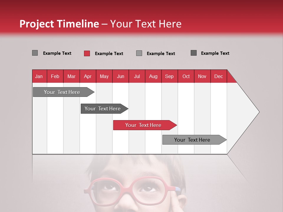 A Young Boy Wearing Glasses With A Red Background PowerPoint Template