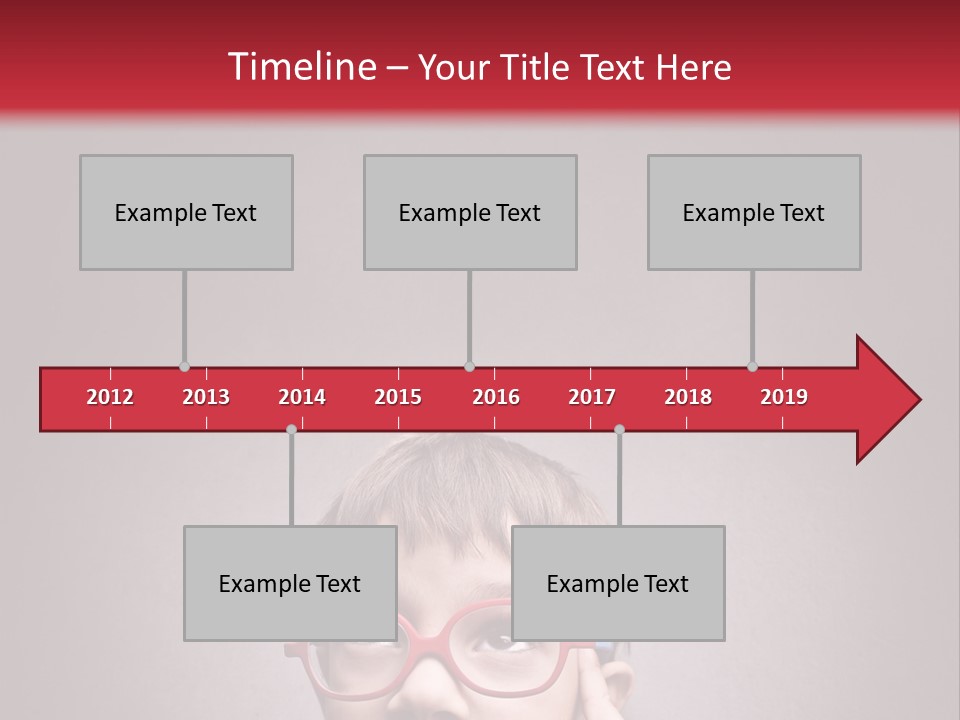 A Young Boy Wearing Glasses With A Red Background PowerPoint Template