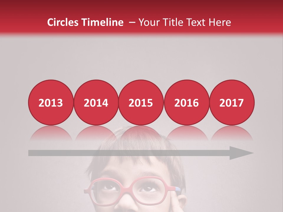 A Young Boy Wearing Glasses With A Red Background PowerPoint Template