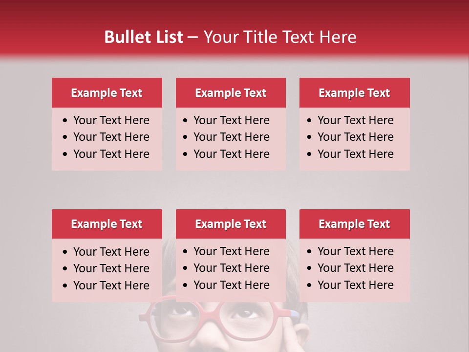 A Young Boy Wearing Glasses With A Red Background PowerPoint Template