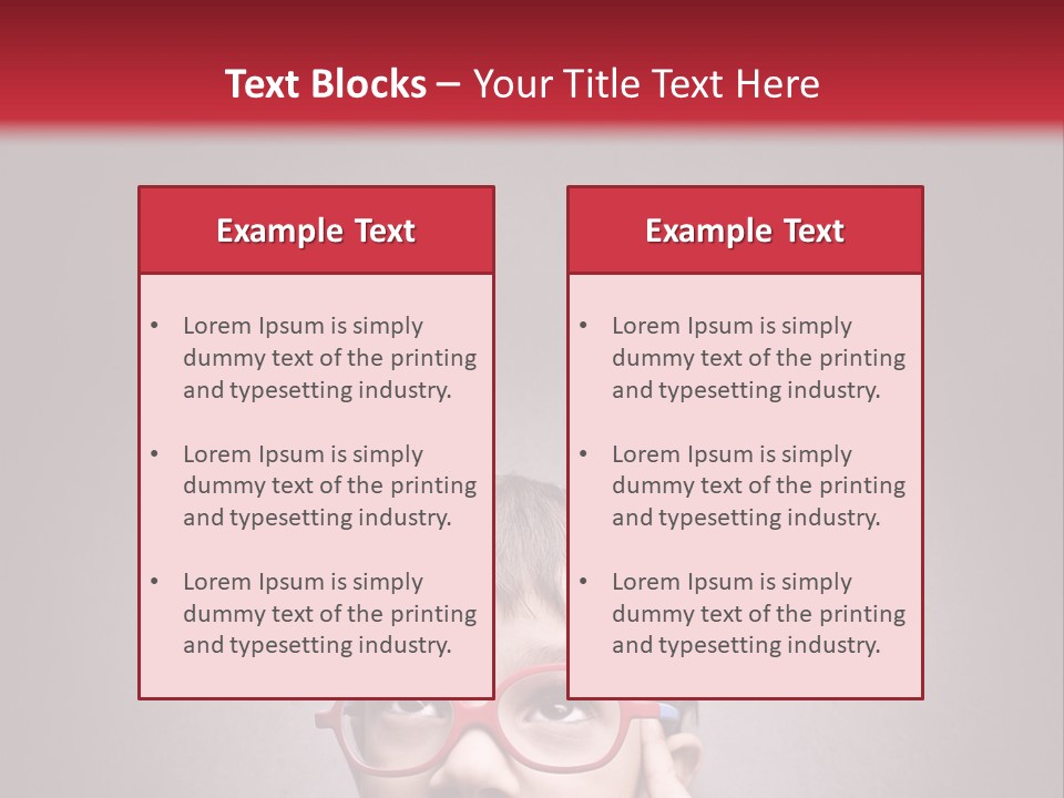 A Young Boy Wearing Glasses With A Red Background PowerPoint Template