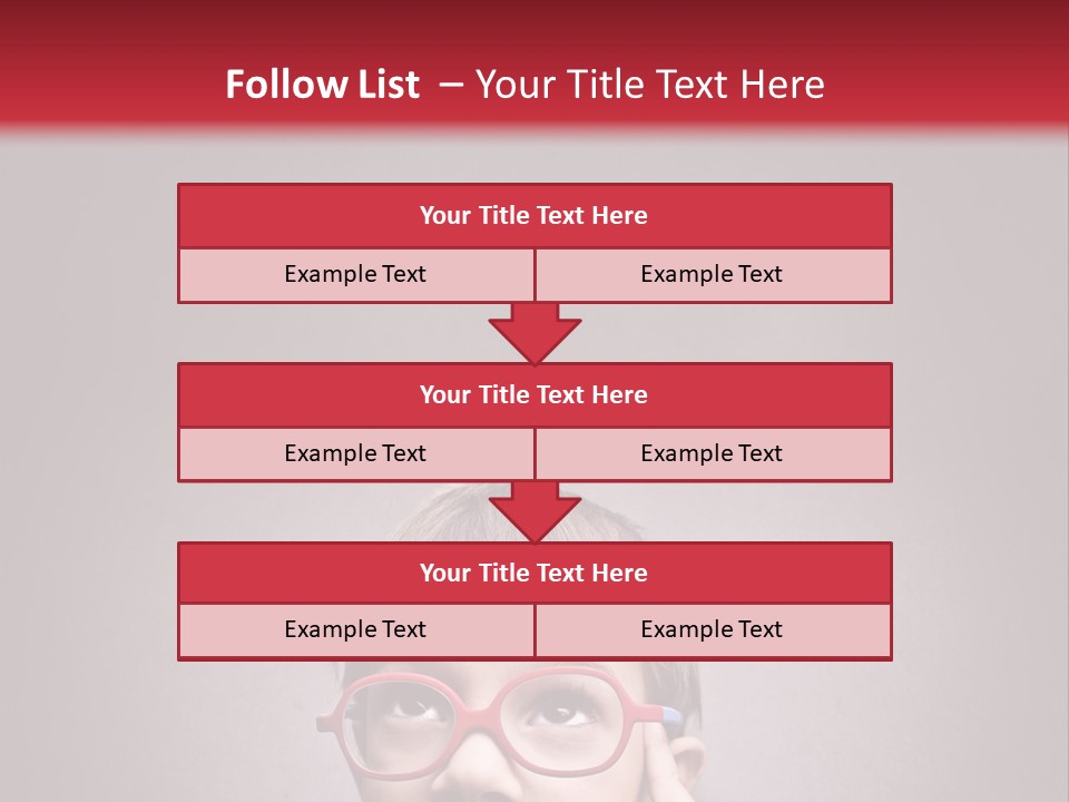 A Young Boy Wearing Glasses With A Red Background PowerPoint Template