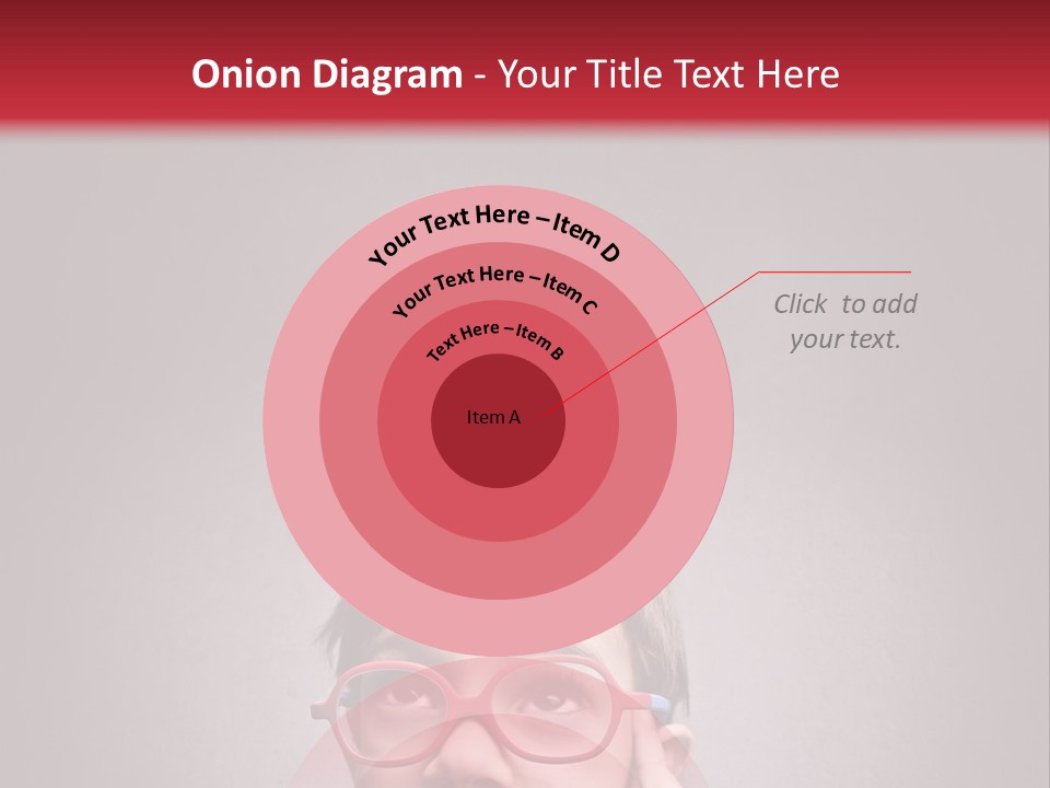 A Young Boy Wearing Glasses With A Red Background PowerPoint Template