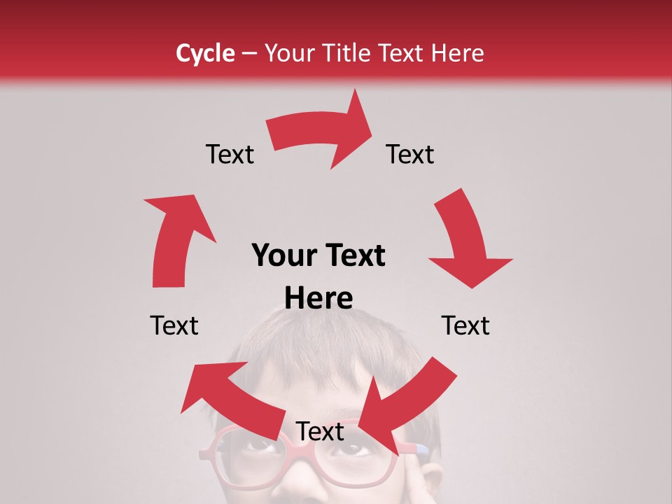 A Young Boy Wearing Glasses With A Red Background PowerPoint Template