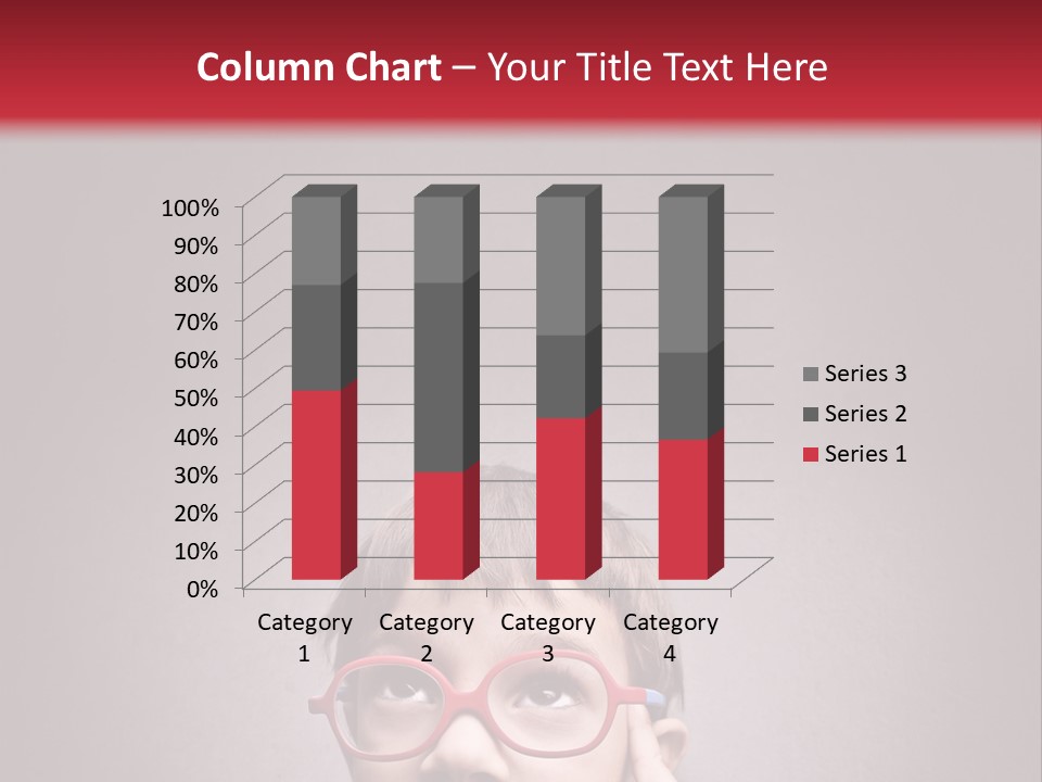A Young Boy Wearing Glasses With A Red Background PowerPoint Template