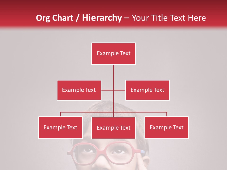 A Young Boy Wearing Glasses With A Red Background PowerPoint Template