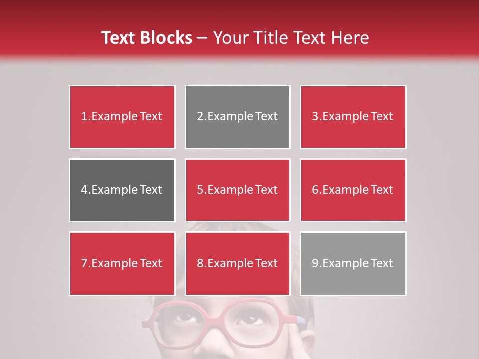 A Young Boy Wearing Glasses With A Red Background PowerPoint Template