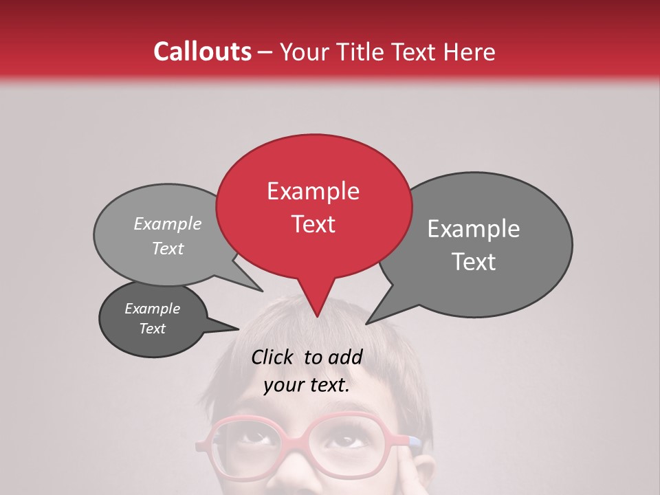 A Young Boy Wearing Glasses With A Red Background PowerPoint Template