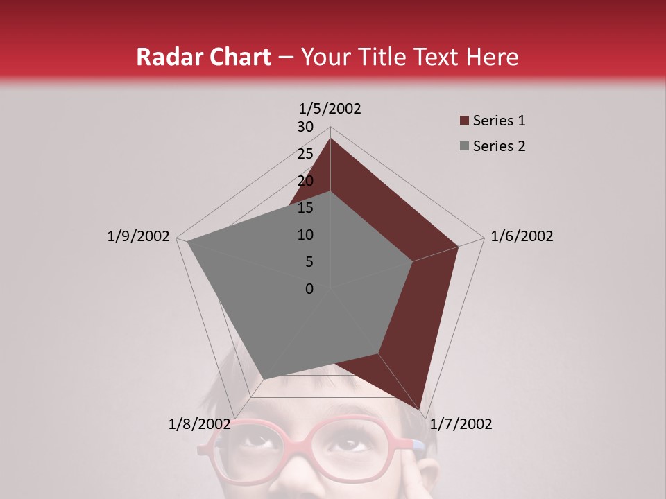 A Young Boy Wearing Glasses With A Red Background PowerPoint Template
