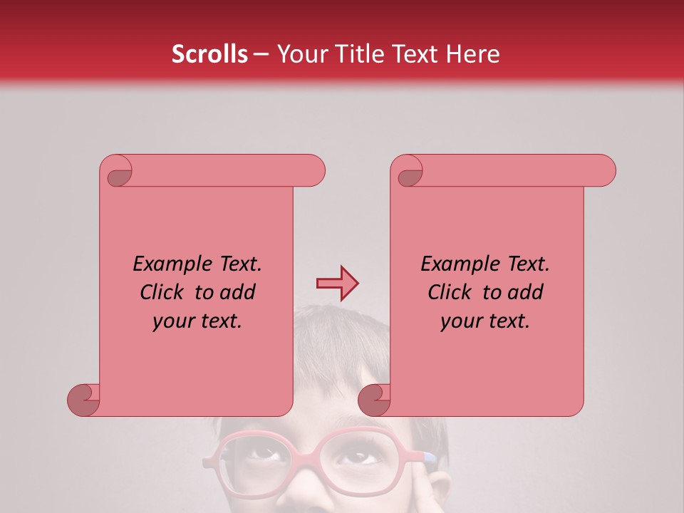 A Young Boy Wearing Glasses With A Red Background PowerPoint Template