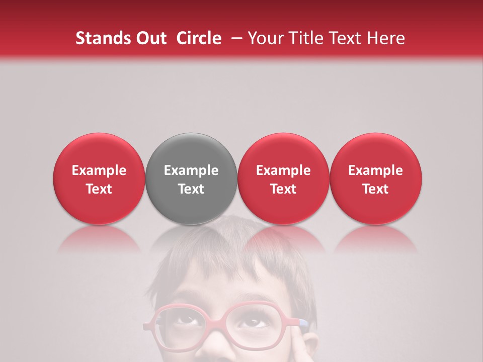 A Young Boy Wearing Glasses With A Red Background PowerPoint Template