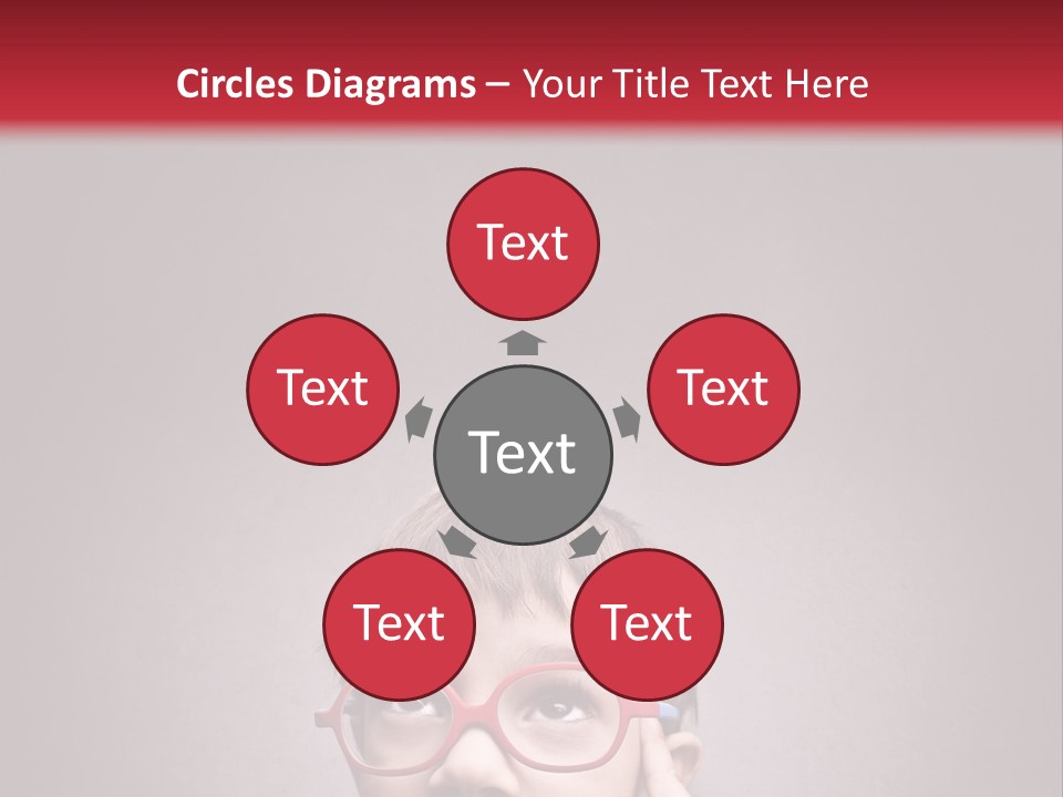 A Young Boy Wearing Glasses With A Red Background PowerPoint Template