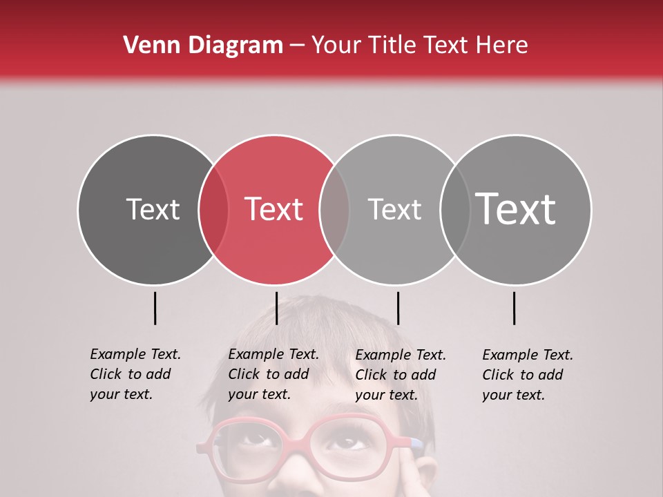 A Young Boy Wearing Glasses With A Red Background PowerPoint Template
