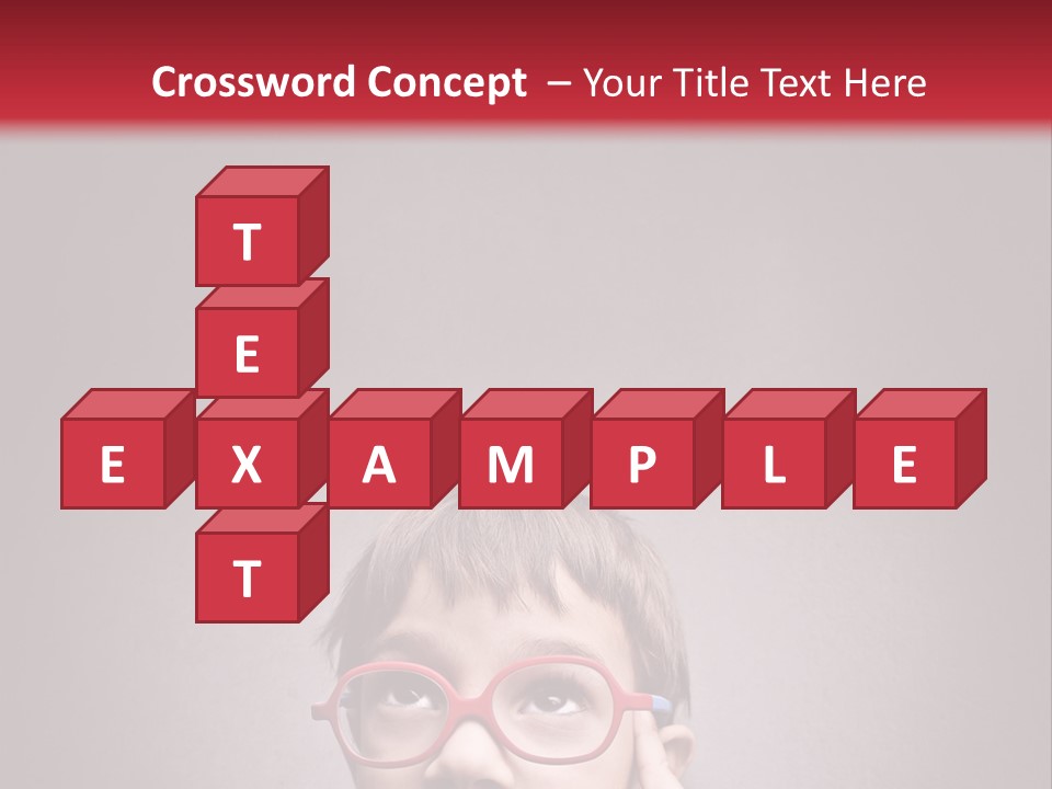 A Young Boy Wearing Glasses With A Red Background PowerPoint Template