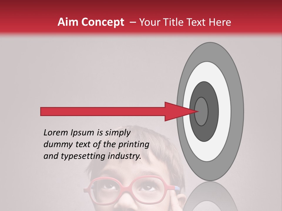 A Young Boy Wearing Glasses With A Red Background PowerPoint Template