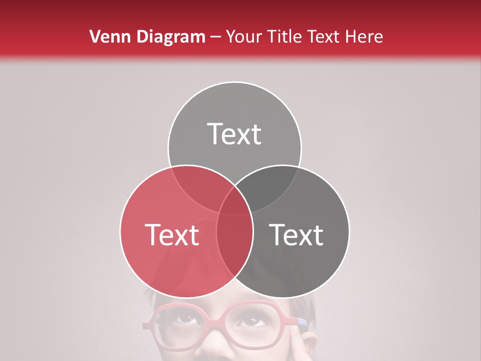 A Young Boy Wearing Glasses With A Red Background PowerPoint Template