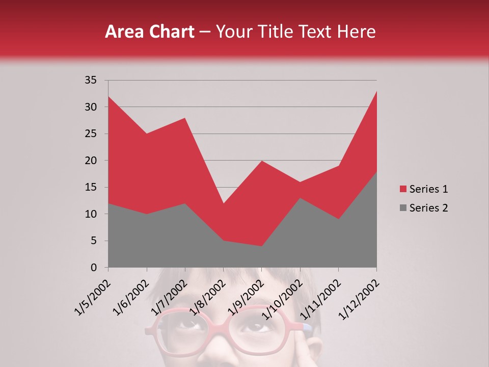 A Young Boy Wearing Glasses With A Red Background PowerPoint Template
