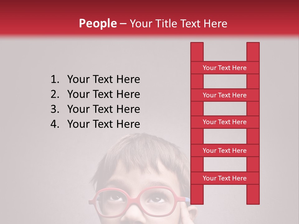 A Young Boy Wearing Glasses With A Red Background PowerPoint Template
