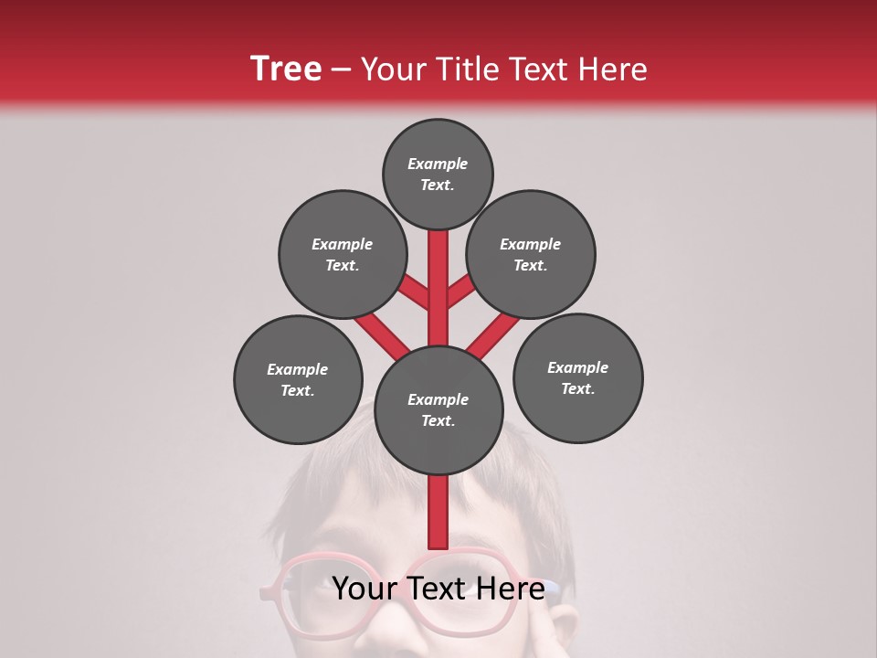 A Young Boy Wearing Glasses With A Red Background PowerPoint Template