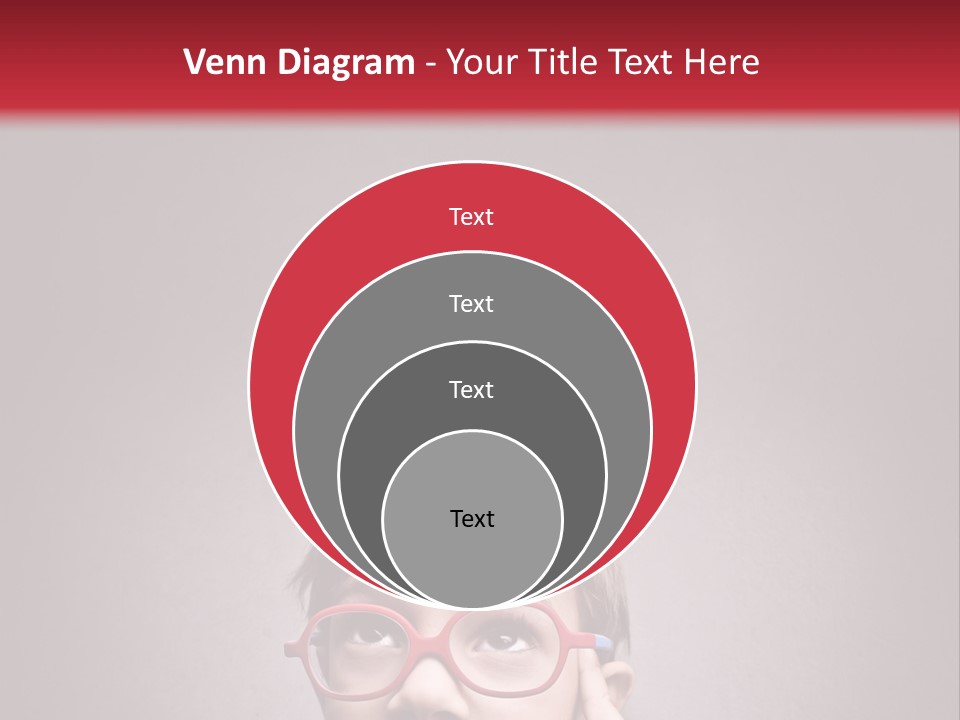 A Young Boy Wearing Glasses With A Red Background PowerPoint Template