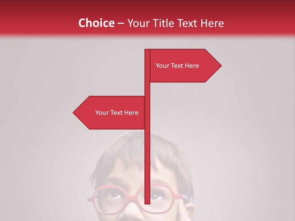 A Young Boy Wearing Glasses With A Red Background PowerPoint Template