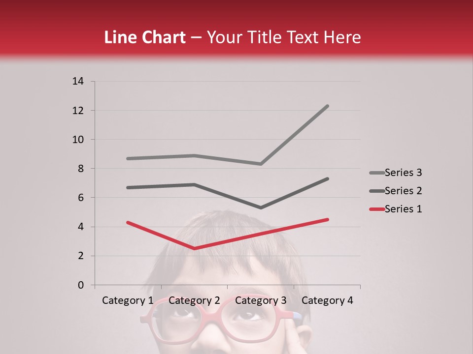 A Young Boy Wearing Glasses With A Red Background PowerPoint Template