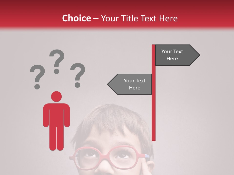 A Young Boy Wearing Glasses With A Red Background PowerPoint Template