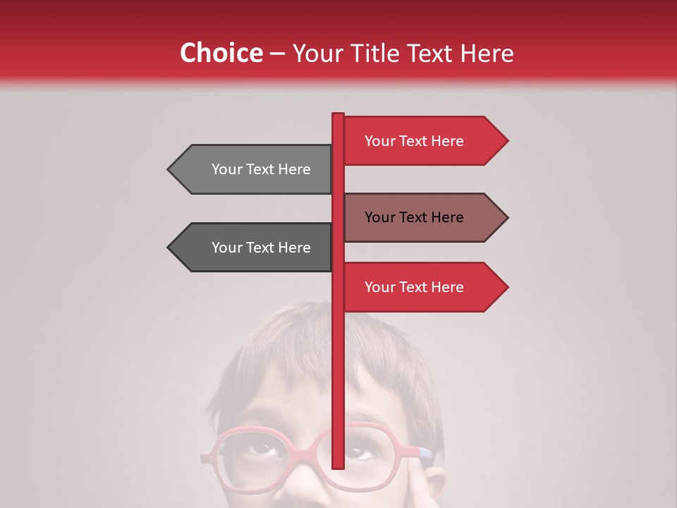 A Young Boy Wearing Glasses With A Red Background PowerPoint Template
